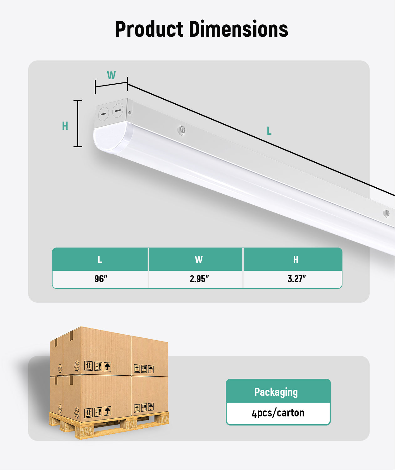 JEE 8ft LED Linear Strip ST02 70-90W with Sensor Base
