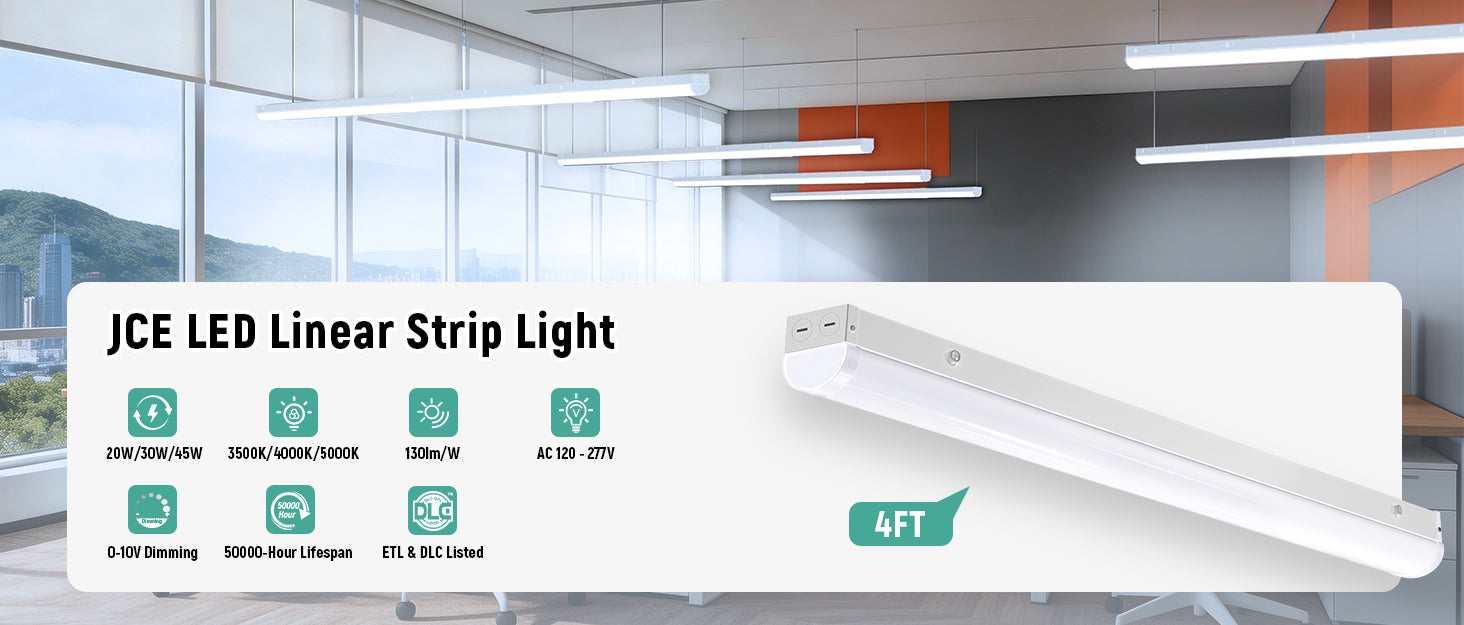 JEE 4ft LED Linear Strip ST02 20-45W with Emergency Battery
