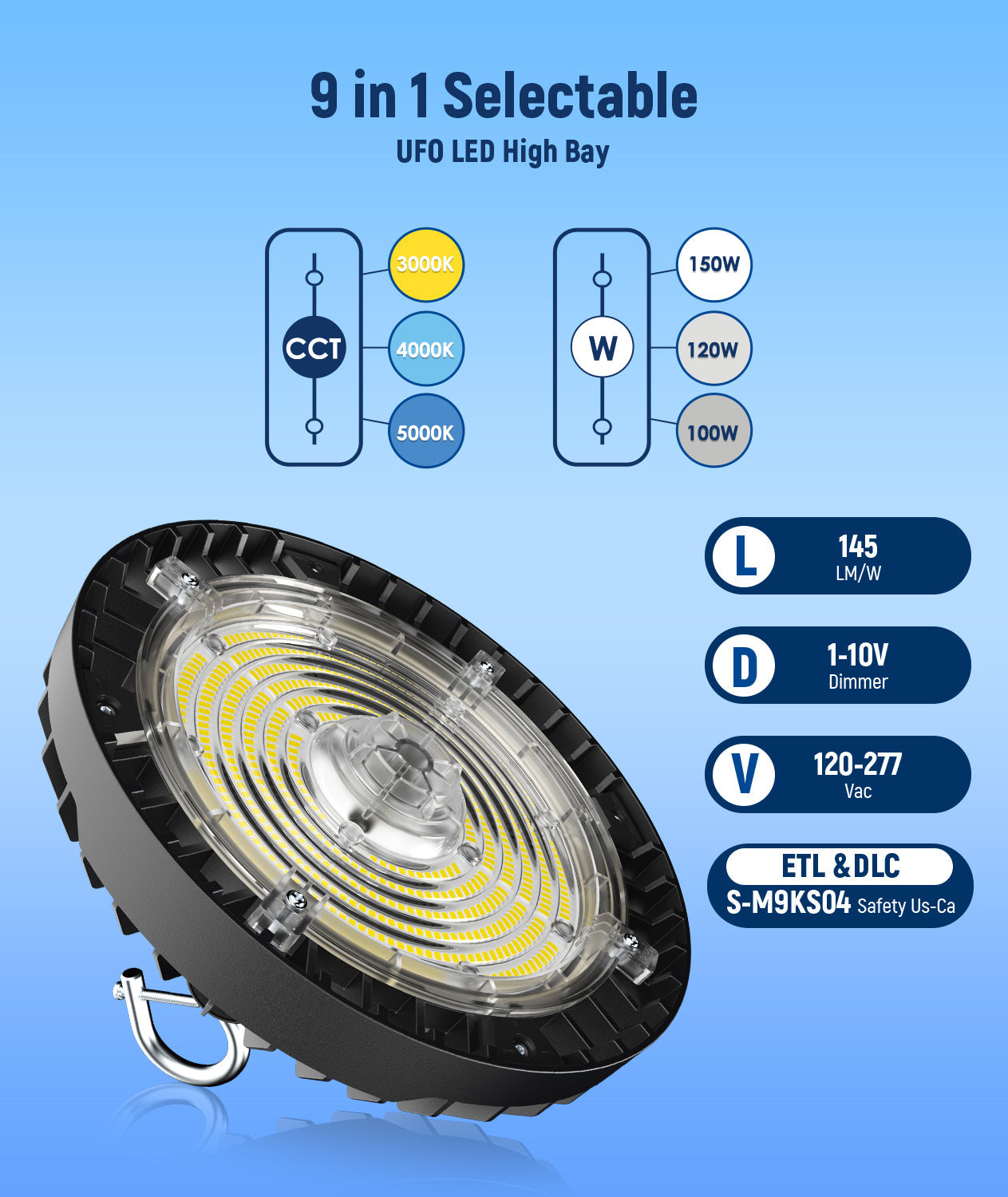 JEE LED UFO High Bay 150-240W 277-480V