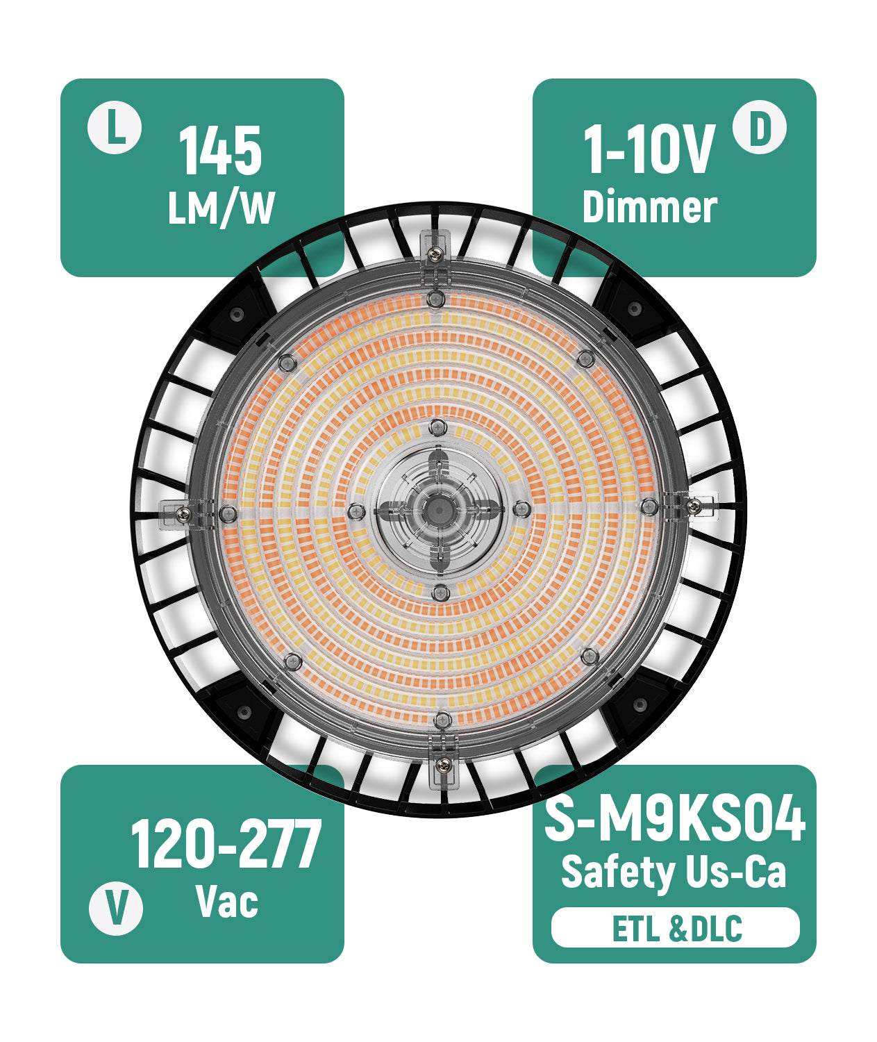 JEE LED UFO High Bay 100-150W 277-480V